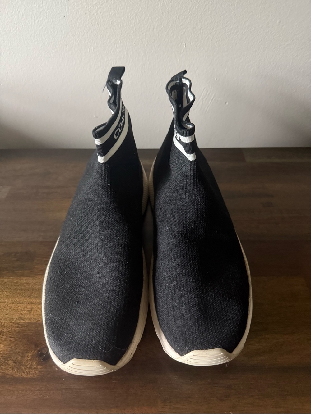 Coach FG4264 Black & White Knit Sock Sneakers Platform Ankle Boots Women’s 11B - Picture 3 of 7
